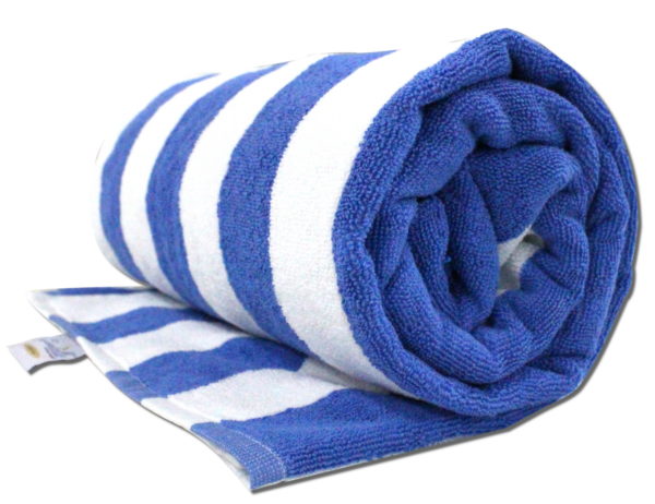 Beach / Pool Towel in Blue and White Stripes